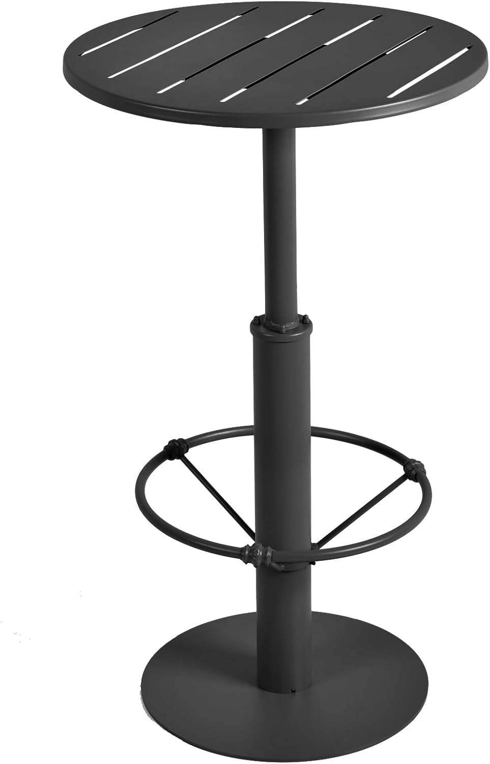 LOKKHAN 42" Tall Rustic Industrial Bar Table 19.68" Dia Round Wooden Top Metal Frame Height Fixed Standing Pub Dining Room Bistro Cocktail Table, Black & Brown