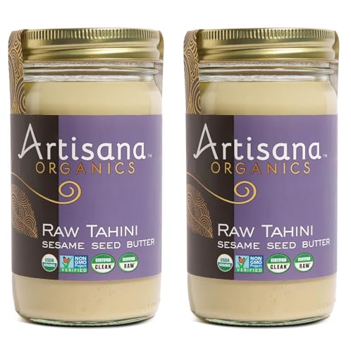 Artisana Organics Raw Tahini Sesame Seed Butter - Just One Ingredient, Unroasted, Vegan, Paleo and Keto Friendly, Non-GMO, 14oz Jar