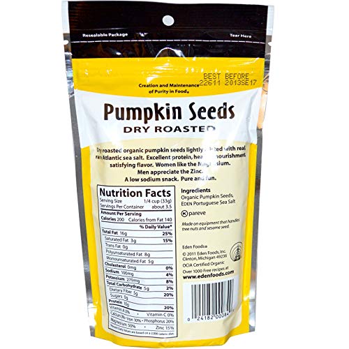 Eden Foods, Pumpkin Seeds Organic, 4 Ounce