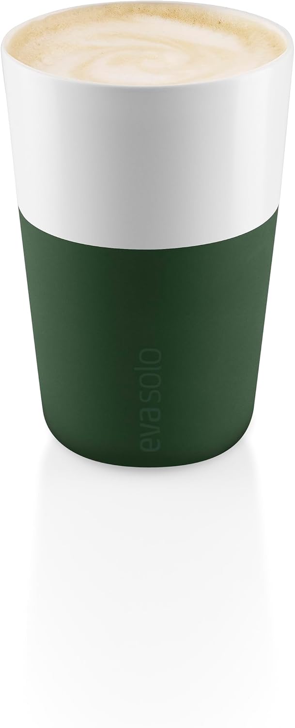 Eva Solo | 2 Lungo Tumbler Mugs | 8 oz Porcelain Coffee Cup Tumblers with Silicone-coated Grip | Danish Design, Functionality & Quality | Black