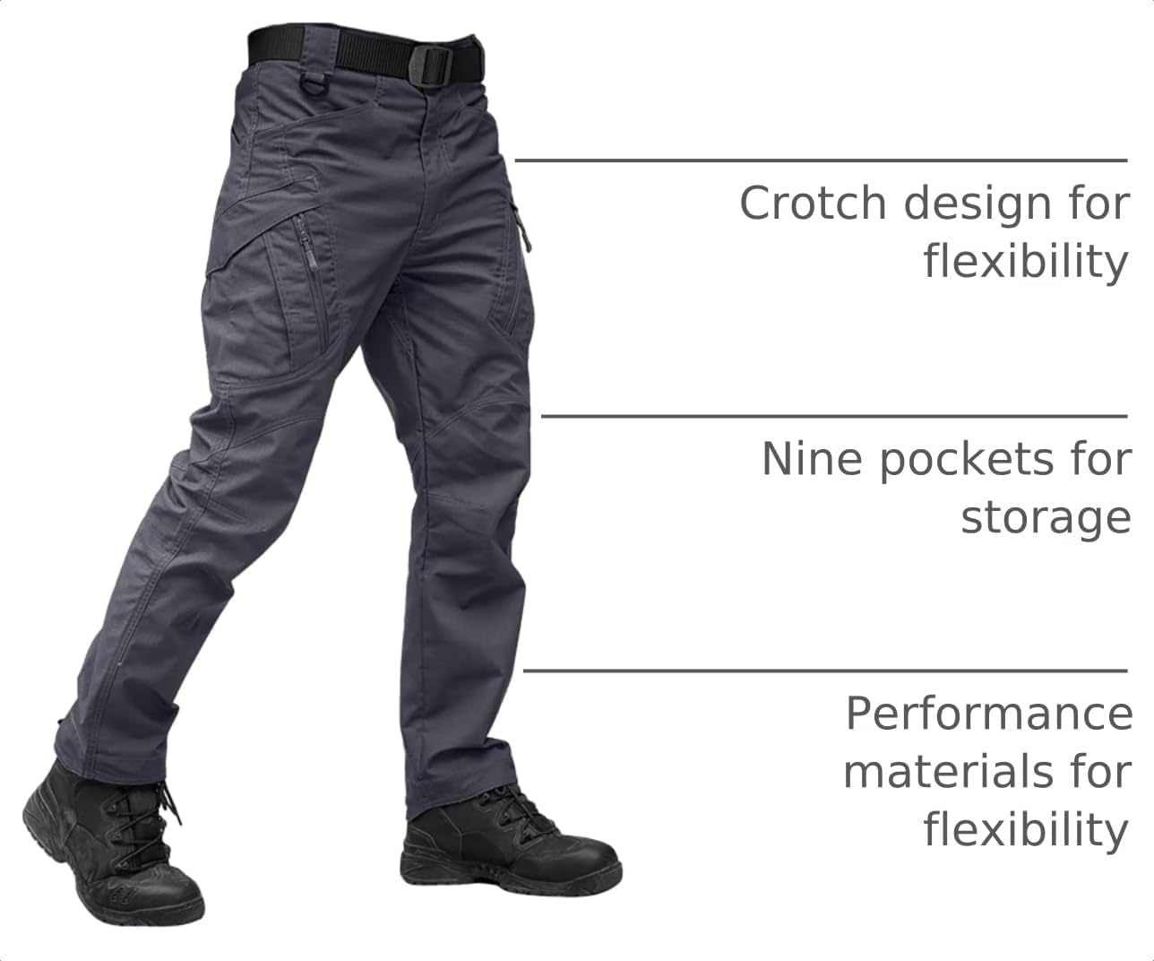 TACVASEN Men's Tactical Pants Waterproof Hiking Work Pants for Men Construction Stretch Cargo Trousers 9 Pockets