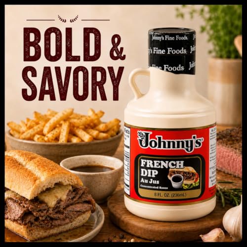 Johnny's - French Dip Au Jus Concentrated Sauce - 8 fl oz | Concentrated Au Jus Sauce, Great For French Dip Sandwiches, Roast Beef, Gravy