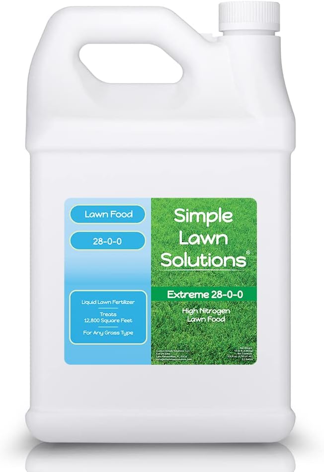 Maximum Green & Growth Fertilizer High Nitrogen 28-0-0 Liquid Lawn Food Spray Spring & Summer- Any Grass Type- Simple Lawn Solutions - Concentrated Quick & Slow Release Attached Sprayer (32 Ounce)