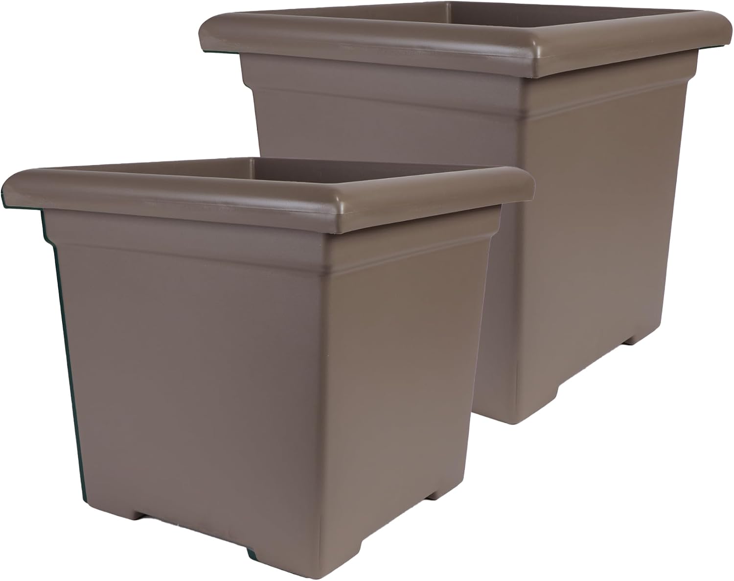 The HC Companies Accent Square Plant Pot w/Drainage - Classic Planters for Outdoor Plants & Indoor Plants - Lightweight & UV-Resistant Square Planter Box (15.5”, Sandstone, Pack of 1)