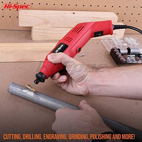 Hi-Spec Corded Rotary Tool Kit for Cutting, Grinding and Sanding with Bits