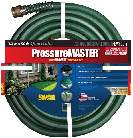 Swan Products SN7958100 Premium Heavy Duty Pressure Master Garden Hose 100 ft, 5/8" Diameter, Green