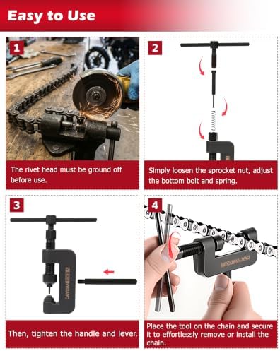 DAYUAN Motorcycle Chain Breaker Set, Chain Cutter and Riveter Kit, Red Case