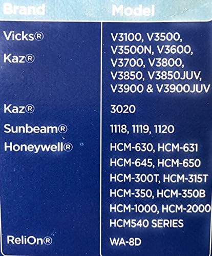 Equate Replacement Humidifier Filter EQWF2 for Use with Cool Mist Humidifiers Compatible with Vicks V3700, V3900, ReliOn WA-8D, Kaz 3020, Sunbeam 1118
