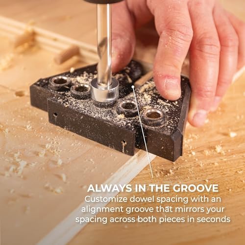 Kreg Dowel Jig Kit - Doweling Guide Kit with Removable Drill Guides - No-Measure Doweling Jig for Benchtop and Workshop Projects - Cabinet Joint