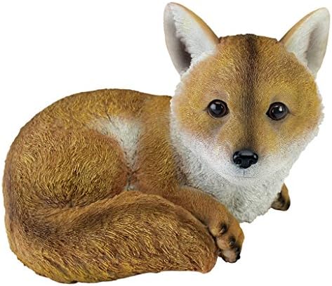 Design Toscano Simon The Woodland Fox Indoor/Outdoor Garden Statue for Patio, Pool or Lawn, 18 Inch Tall, Cast Stone Resin, Red Orange Paint