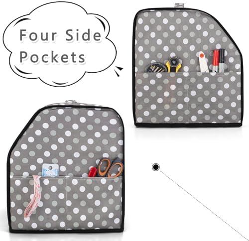 LUXJA Serger Machine Cover with Storage Pockets, Gray Dots