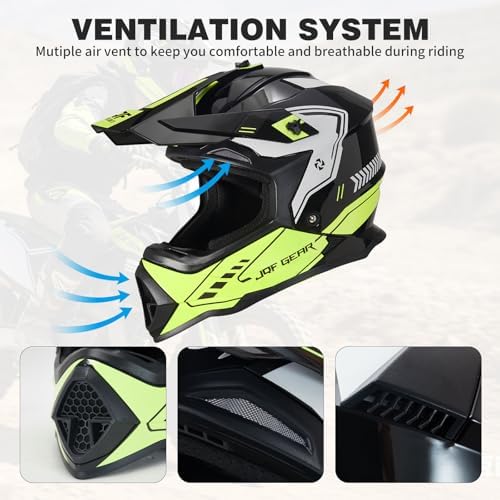Adult Dirt Bike Helmet DOT Approved,WS901 Full Face Motocross Set | Includes Goggles Gloves,adjustable visor and washable liner for UTV MX Dirtbike ATV OffRoad