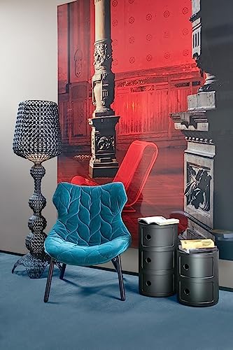 Kartell SFNT-K4988-09 Componibili 3 Storage Shelf, Diameter 12.6 inches (32 cm), Height 23.0 inches (58.5 cm), Matte Black, Anna Castelli