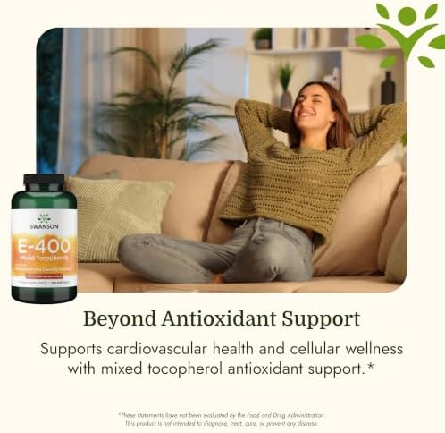 Swanson E-400 Mixed Tocopherols 400 IU, 250 Softgels | Provides 400 IU of Vitamin E from Mixed Tocopherols