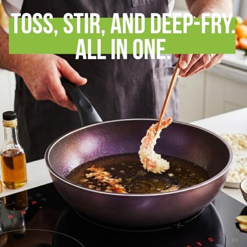 TECHEF - Art Pan 12" Wok/Stir-Fry Pan, Coated 5 times with Teflon Select Non-Stick Coating (PFOA Free) - Made in Korea (with Lid)