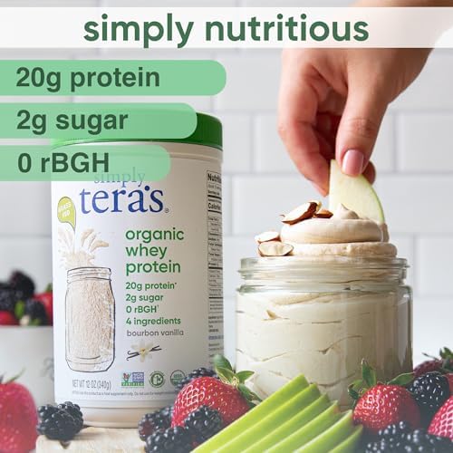 Simply tera's Organic Whey Protein Powder, Bourbon Vanilla, Organic - 12 Oz | Whey Protein Powder, Grass Fed Vanilla