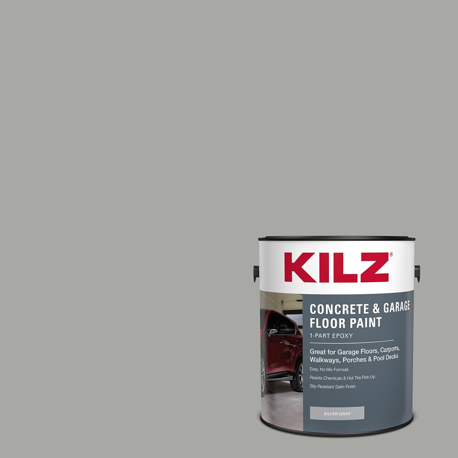 KILZ 1-Part Epoxy Concrete & Garage Floor Paint, Slate Gray, 1 Gallon