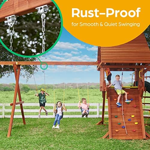Jungle Gym Kingdom Swing Set Hangers - 2 Heavy Duty Brackets with Locking Snap Hooks for Porch, Patio