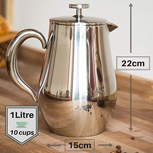 VeoHome - 0.75 litre plunger - Unbreakable and keeps the coffee hot for a long time thanks to its double stainless steel shell