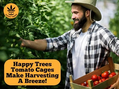 Happy Trees Large Heavy Duty Folding Tomato Cages, 3-Pack, Made in USA