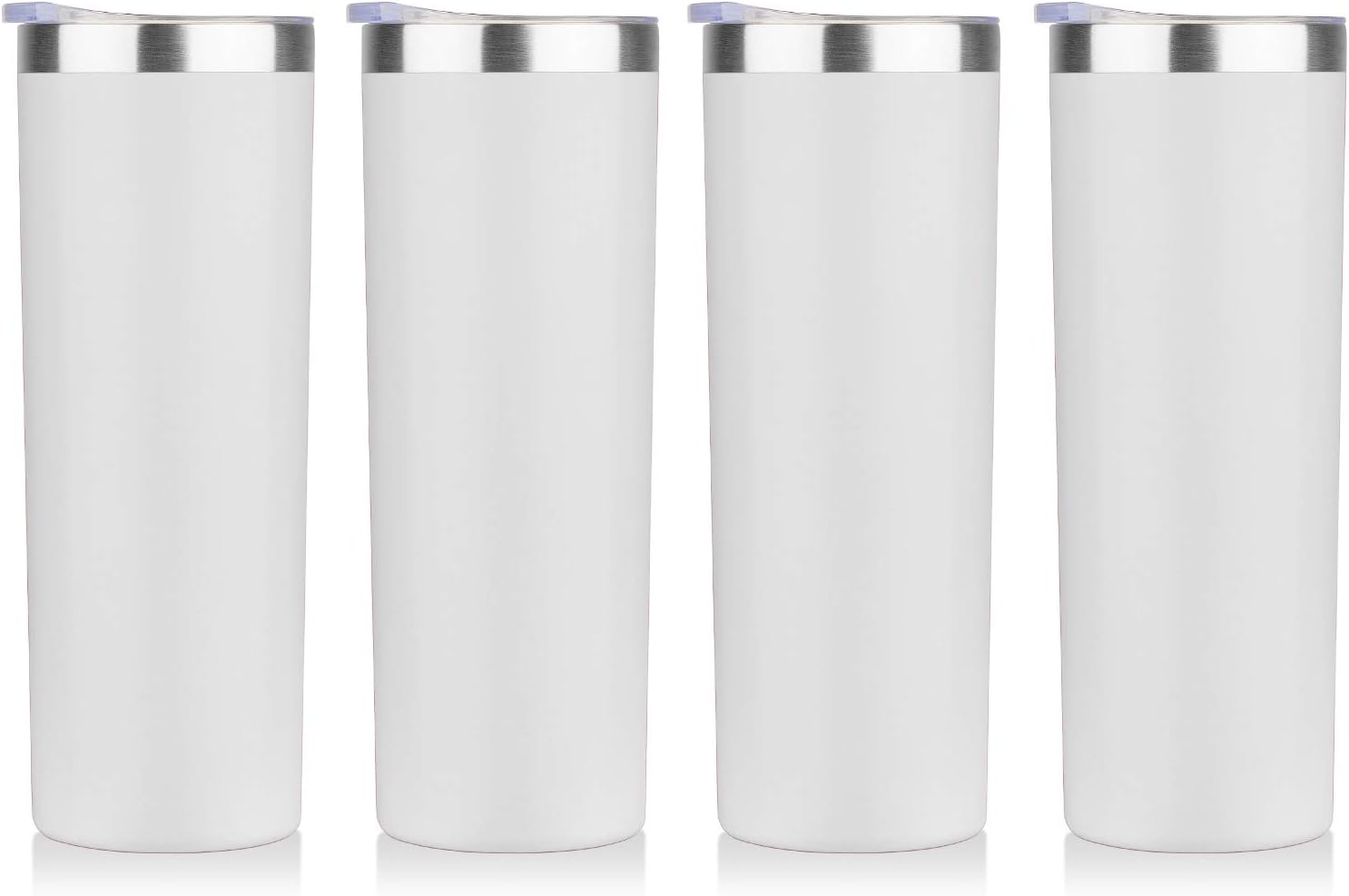 HASLE OUTFITTERS 20 oz Skinny Tumblers Bulk Set, Stainless Steel Insulated Slim Tumblers with Lids, Reusable Double Wall Travel Coffee Mugs