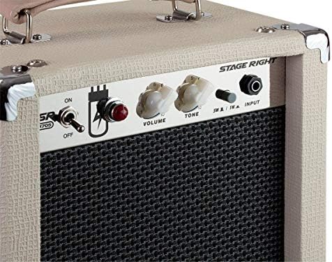 Monoprice 1x8 Guitar Combo Tube Amplifier with Celestion Super 8 Inch Speaker - Tan / Beige 5-Watt, 12AX7 Preamp