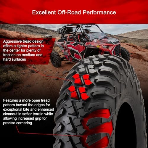 Tusk Terrabite 25x10-12 Radial Tire for UTV/ATV, Medium/Hard Terrain, Heavy Duty 8-Ply Rated Construction, Reinforced Sidewall Tread Armor