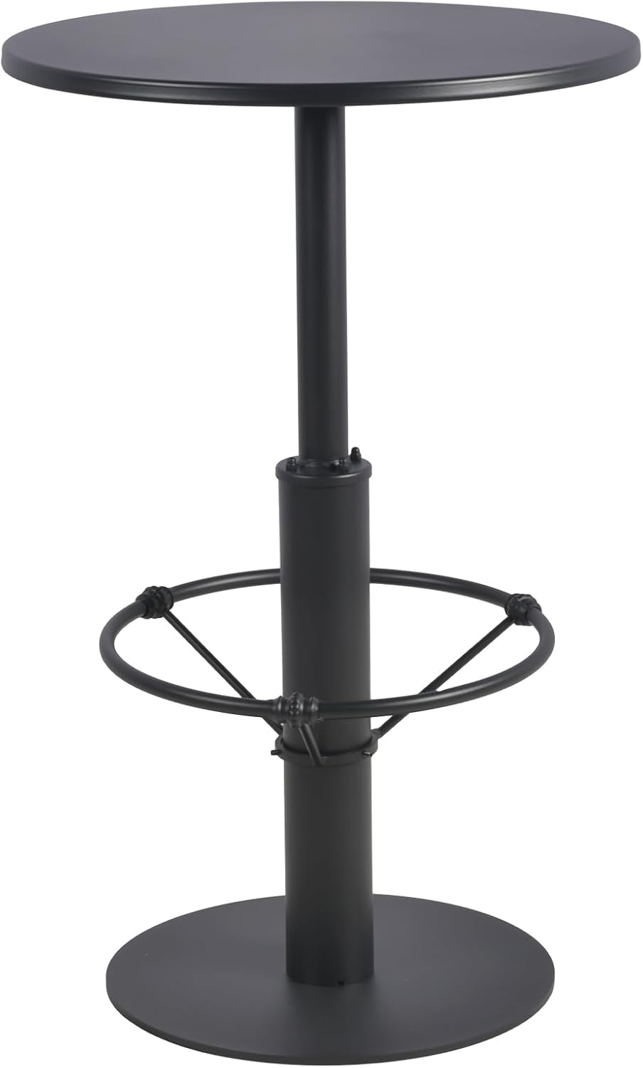 LOKKHAN 42" Tall Rustic Industrial Bar Table 19.68" Dia Round Wooden Top Metal Frame Height Fixed Standing Pub Dining Room Bistro Cocktail Table, Black & Brown