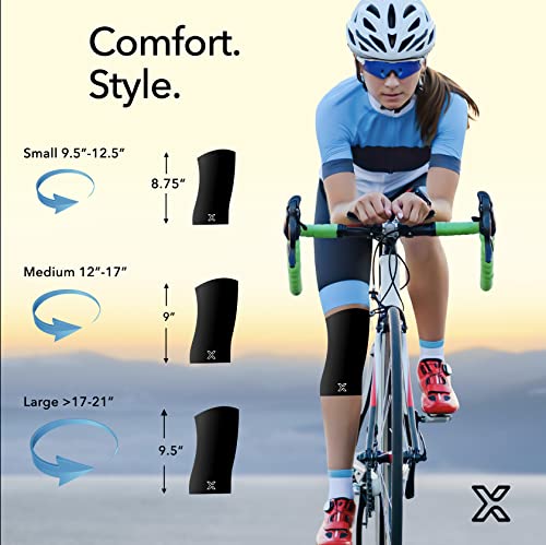 Full Knee Compression Sleeve for Knee Pain Relief - Arthritis, Meniscus, Swelling, ACL, Sprains - Knee Sleeve for Women and Men (Black, Large)
