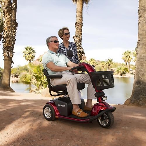 Pride Mobility Victory 10 3-Wheel Scooter - Comfort Mobility for Adults, U-1 Battery, 400 Lbs Weight Capacity, Viper Blue, 18"x17" Fordable Seat - SC610