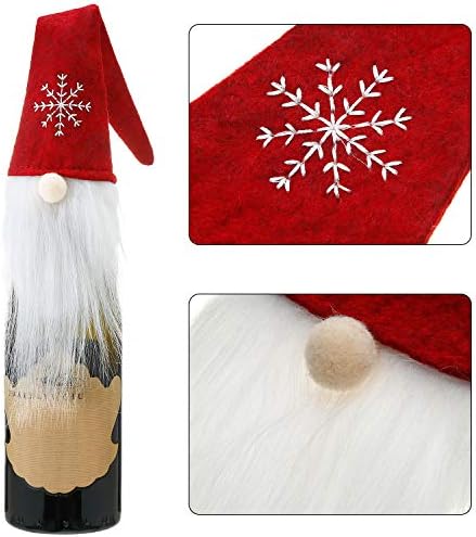 Boao 6 Sets Christmas Gnome Wine Bottle Covers Knit Toppers Party,Style 9