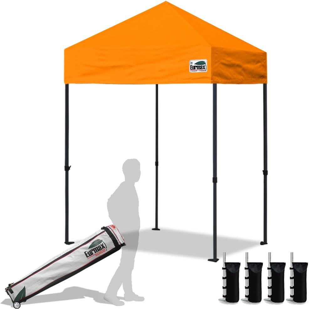 Eurmax USA 10x10ft Pop Up Canopy,Commercial Instant Tent for Outdoor Events,Patented No-Tip Rolling Storage Bag with 4 Sandbags,UV & Water Resistant,Heavy Duty Portable Shelter Gazebo,Black