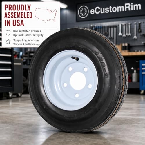 eCustomrim 2-Pack Trailer Tire Rim Assembly 4.80-8 480-8 LRC 5 Lug White | 4.80 X 8 8 Inch Load Range C 6 Ply Tire