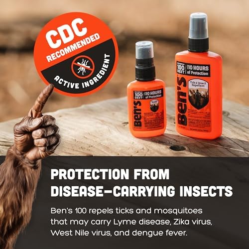 Ben's 100 DEET Tick & Insect Repellent Pump Spray, 3.4 fl oz, 2 Pack | Maximum Strength 100% DEET Formula Offers 10 Hours of Protection with No Alcohol or Other Additives for Adults & Children