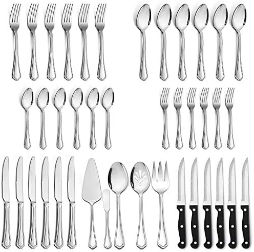 LIANYU 77-Piece Silverware Flatware Set for 12, Stainless Steel Cutlery Set