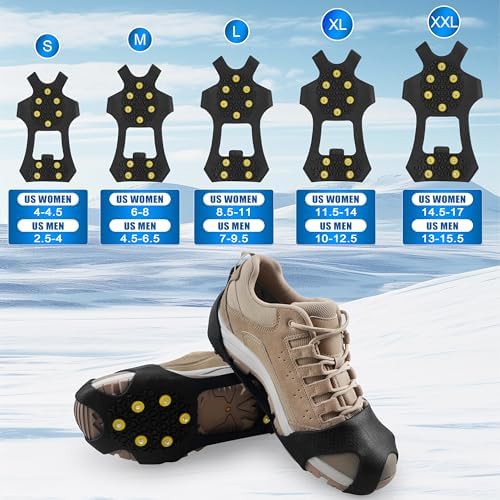 Ice Cleats Snow Traction Cleats Crampons for Shoe and Boots Non-Slip Overshoe for Walking on Snow and Ice Rubber Walking Cleats Anti Slip Crampons