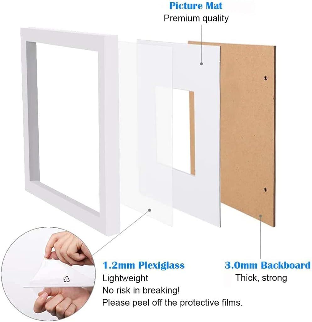 pojah 12x12 Black Picture Frame Set of 4,Wall Frames,HD Plexiglass