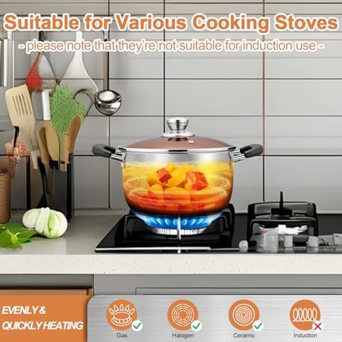 TeamFar 4 Quart Stock Pot, Stainless Steel Stock Pasta Soup Pot with Lid