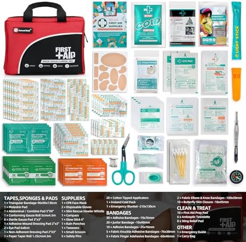 First Aid Kit -160 Pieces Compact and Lightweight - Including Cold (Ice) Pack, Emergency Blanket, Moleskin Pad, Perfect for Travel, Home, Office, Car
