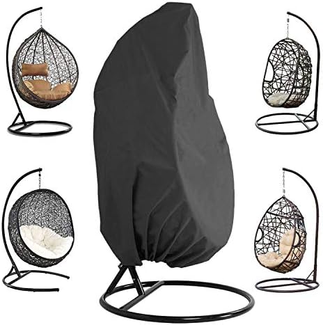 Patio Hanging Chair - Waterproof Outdoor Egg Chair with Durable Hem Cord, 210D Oxford Wicker, 115cm D x 190cm H