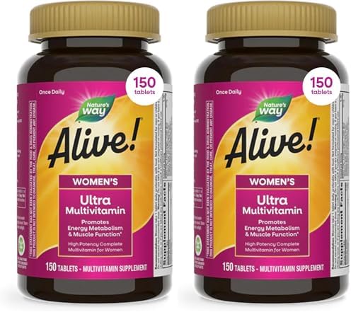 Nature's Way Alive! Women's Ultra Multivitamin, High Potency, 60 ct | Complete Daily Women's Vitamins, Promotes Energy Metabolism and Muscle Function*, Vitamin A, C, D, Methylated B12