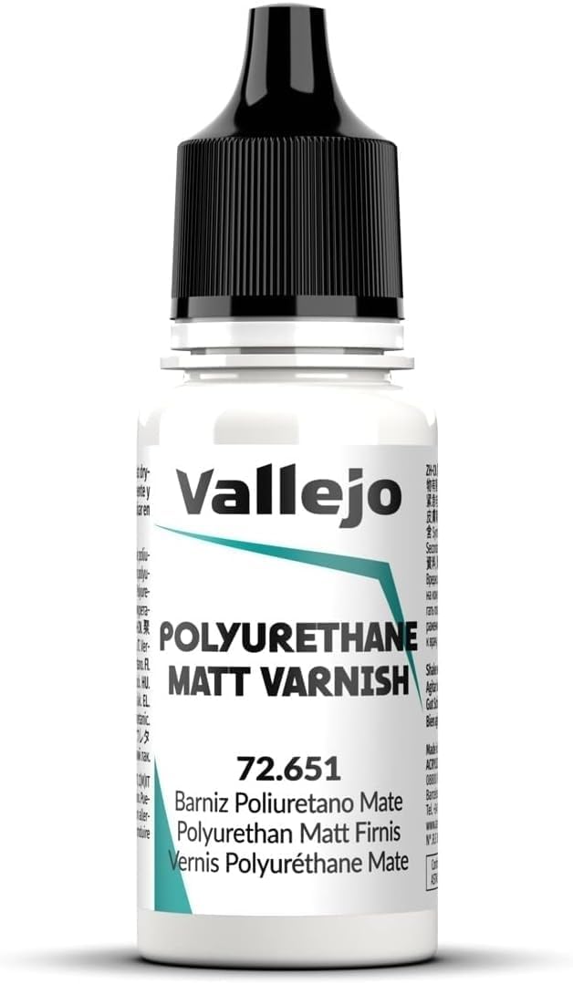 Vallejo - Polyurethane Varnish | Satin Finish 200 ml. (6.76 fl.oz.) | Extraordinary Hardness & Permanence | Create a Perfect Clear Coat | Scratch Resistant for Outdoor and Indoor Surfaces