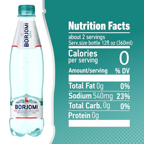 BORJOMI Sparkling Mineral Water with Natural Minerals - Crisp and Bold Taste - PET Bottles - 25.3 oz, Bottled Water 6 Pack