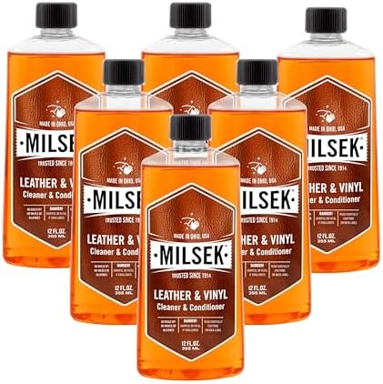 Milsek Leather & Vinyl Cleaner & Conditioner - Cleaning Supplies for Leather Home Furnitures, Couch, Automotive Interior, Shoes, Bags - 12 Fl Oz (Pack of 1) | Cleans, conditions, and helps protect leather and vinyl surfaces for long-lasting appearance an…