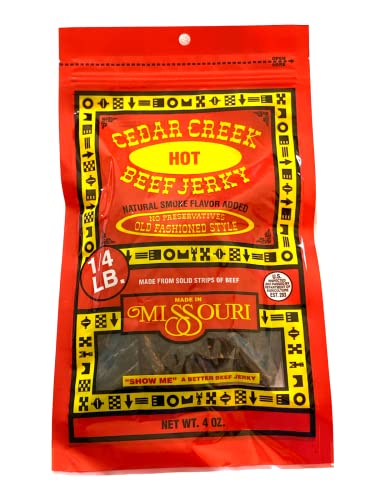 Cedar Creek | Air-Dried Thinly Sliced | 4oz pack | No Artificial Preservatives | Grass Grain Fed Beef | Clean Healthy Snack (Hot)