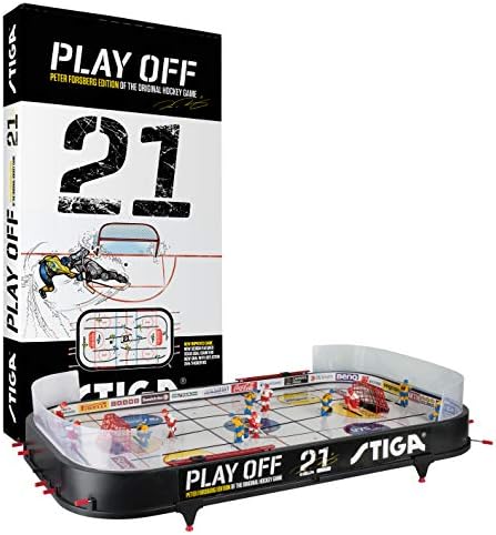STIGA Table-Top Rod Hockey Game Play Off 21 – Classic Ice Hockey Action with Enhanced Features, Easy Assembly, Includes 2 Pucks – Fun for All Ages