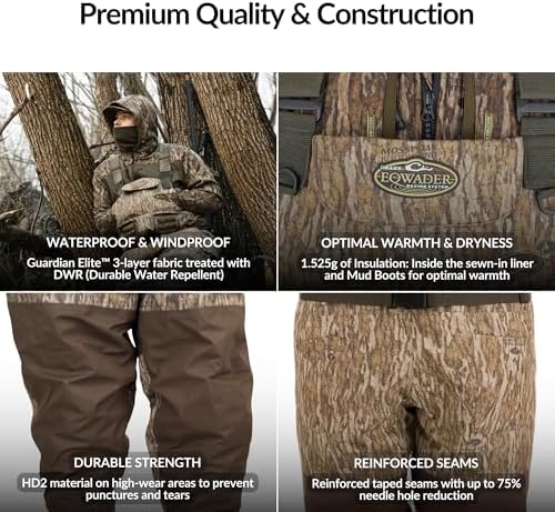 Drake Waterfowl Insulated Chest Wader, 125g Insulation Liner, 1200g Thinsulate Boots, Mens Chest Waders, Waterfowl Hunting
