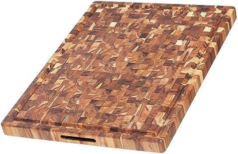 Teakhaus Butcher Block Carving Board - Large Extra Thick Cutting Board with Juice Groove - Holiday Gift Ideas for Men and Women - Gift-Ready End Grain Wood, Knife Friendly - FSC Certified
