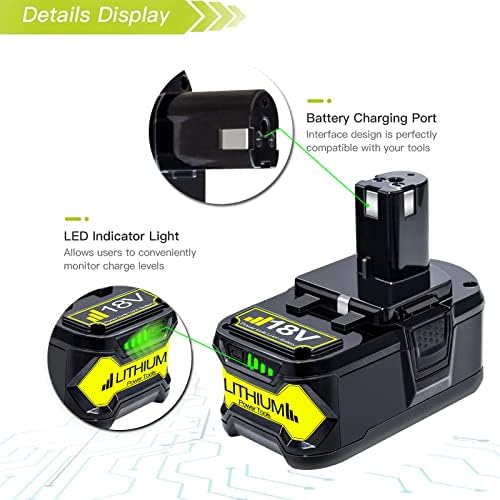 DTK Upgraded 2Packs P108 18V Battery Replacement for Ryobi 18V ONE+ Battery Fit P102 P103 P104 P105 P107 P109 P122 PBP002 PBP003 PBP004 PBP005