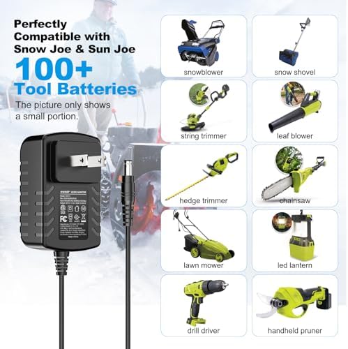 Quick Charge for Snow Joe & Sun Joe 24V Battery, 24VCHRG-QC iON+ Charger | Charger for iBAT24 and 24VBAT Series Battery, iBAT24-LT, iBAT24-LTE